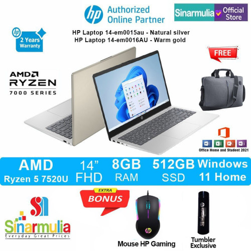 HP 14-em0015AU/em0016AU Ryzen 5 7520U 512GB SSD 8GB Win11+OHS1