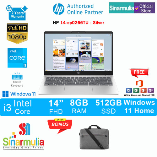 HP 14-ep0266TU i3-1315U 512GB SSD 8GB FHD Win11+OHS