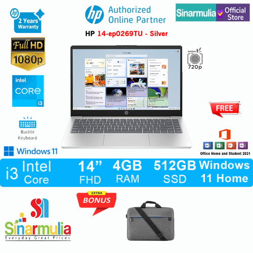 HP 14-ep0269TU i3-1315U 512GB SSD 4GB FHD Win11+OHS
