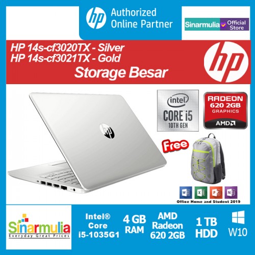 HP 14s-cf3020TX/HP 14s-cf3021TX i5-1035G1 4GB 1TB HDD Radeon 620 2GB2