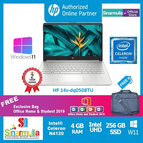 HP 14s-dq0508TU Celeron N4120 256GB SSD 4GB Intel UHD Windows 11 + OHS