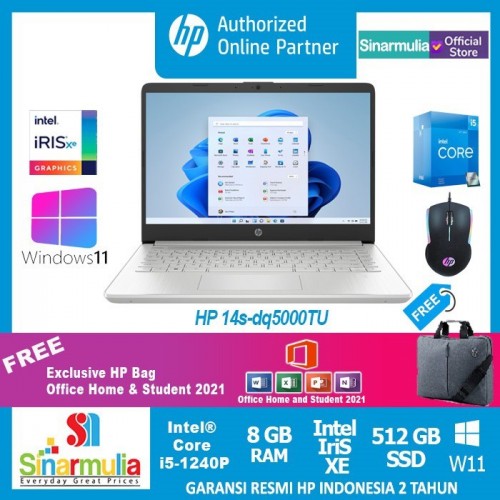 HP 14s-dq5000TU i5-1240P 512GB SSD 8GB Iris Xe Windows11 + OHS