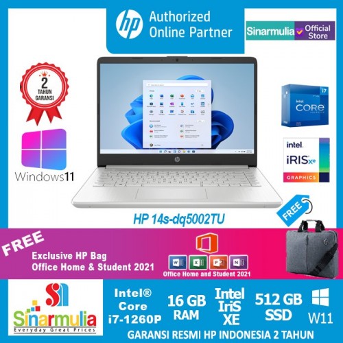 HP 14s-dq5002TU i7-1260P 512GB SSD 16GB Iris Xe Windows11 + OHSv