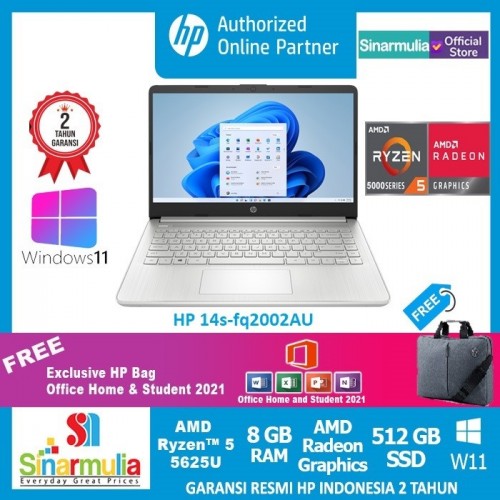 HP 14s-fq2002AU Ryzen 5 5625U 512GB SSD 8GB Win11+OHS