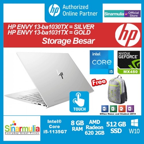 HP ENVY 13-ba1030TX/ba1031TX i5-1135G7 512GB-SSD 8GB MX 450-2GB Win103