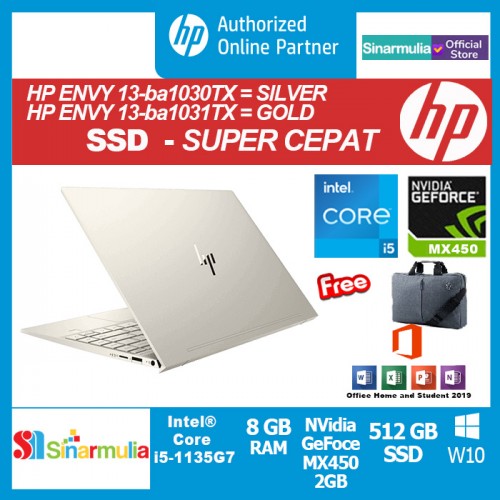 HP ENVY 13-ba1030TX/ba1031TX i5-1135G7 512GB-SSD 8GB MX 450-2GB Win108