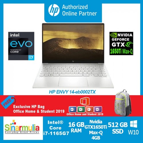 HP ENVY 14-eb0002TX i7-1165G7 GTX1650Ti Max-Q 4GB 1TB SSD 16GB Win10