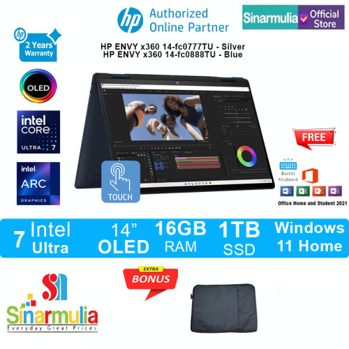 HP ENVY X360 14-fc0777TU/fc0888TU Intel Ultra 7 155U 1TB SSD 16GB OLED 2.8K Touch Win11+OHS