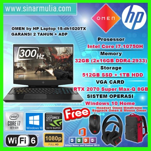 HP OMEN 15-dh1020TX i7-10750H 32GB 1TB+512GB RTX 2070 SUPERMax-Q 300Hz