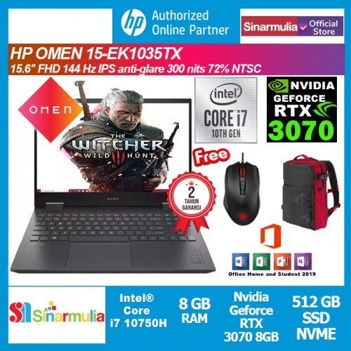 HP Omen 15-ek1035tx i7-10750H RTX3070 512GB SSD 8GB Win10+OHS 72%NTSC1
