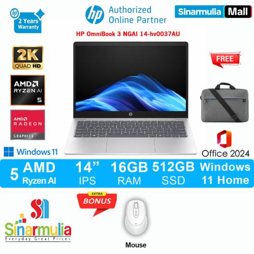 HP OmniBook 3 NGAI Ryzen AI 5 430 512GB SSD 16GB 2K IPS Win11+OHS - hv0037AU