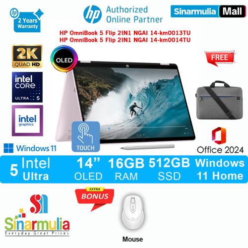HP OmniBook 5 Flip 2IN1 NGAI Ultra 5 322 512GB SSD 16GB 2K OLED Touchscreen Win11+OHS - km0013TU/km0014TU