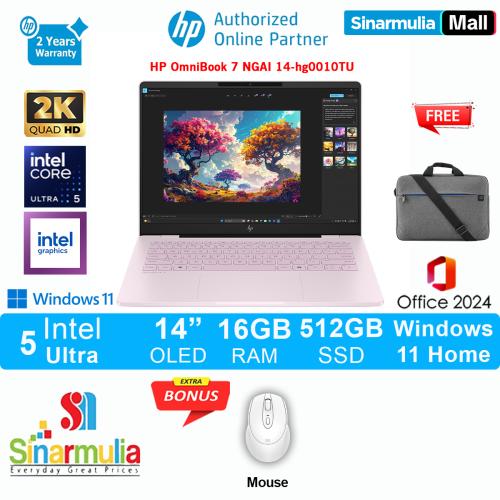 HP OmniBook 7 NGAI Ultra 5 325 512GB SSD 16GB 2K UWVA OLED 100%sRGB Win11+OHS - hg0010TU