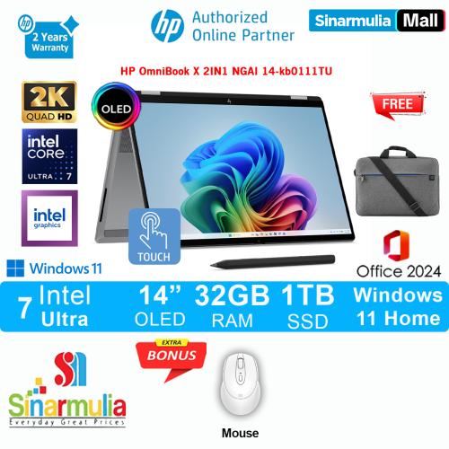 HP OmniBook X 2IN1 NGAI Ultra 7 355 1TB SSD 32GB 2K UWVA OLED Touch Win11+OHS - kb0111TU