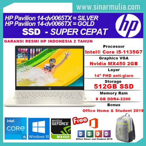HP Pavilion 14-dv0065TX/dv0066TX i5-1135G7 512GB SSD 8GB MX450 2GB W102
