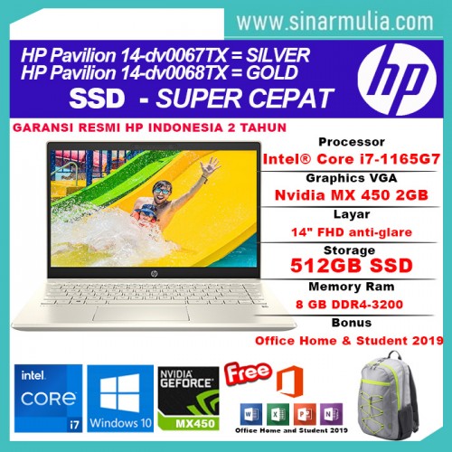 HP Pavilion 14-dv0067TX/dv0068TX i7-1165G7 512GB SSD 8GB MX450 2GB2