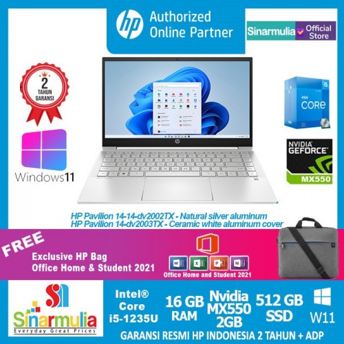 HP Pavilion 14-dv2002TX/dv2003TX i5-1235U 512GB SSD 16GB MX550 Windows11 + OHS