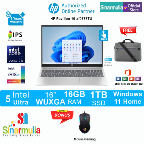 HP Pavilion 16-af0777TU Intel Ultra 5 125U 1TB SSD 16GB IPS Touch Win11+OHS1