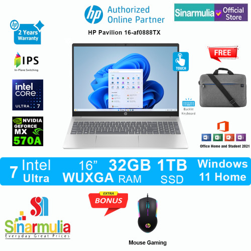 HP Pavilion 16-af0888TX Intel Ultra 7 155U MX570A 1TB SSD 32GB IPS Touch Win11+OHS1