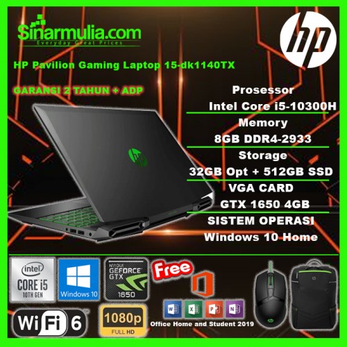 HP Pavilion Gaming 15-dk1140TX i5-10300H GTX1650 512GB SSD+32 Opt 8GB