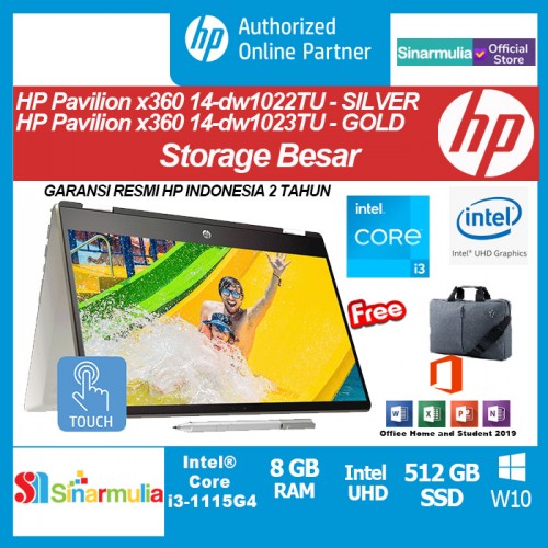 HP Pavilion x360 14-dw1022TU/dw1023TU i3-1115G4 512GB SSD 8GB W10+OHS