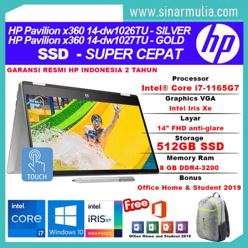 HP Pavilion x360 14 dw1026TU/dw1027TU i7-1165G7 512GB SSD GB Intel Xe2