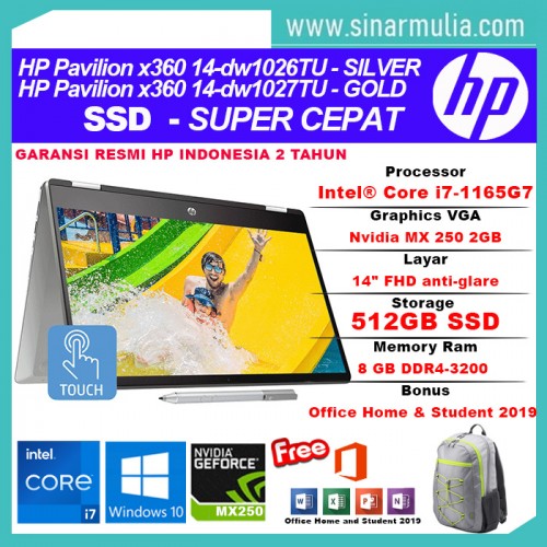 HP Pavilion x360 14 dw1026TU/dw1027TU i7-1165G7 512GB SSD GB Intel Xe3