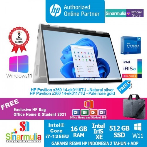 HP Pavilion x360 14-ek00116TU/117TU i7-1255U 512GB SSD 16GB Iris Xe Windows11 + OHS