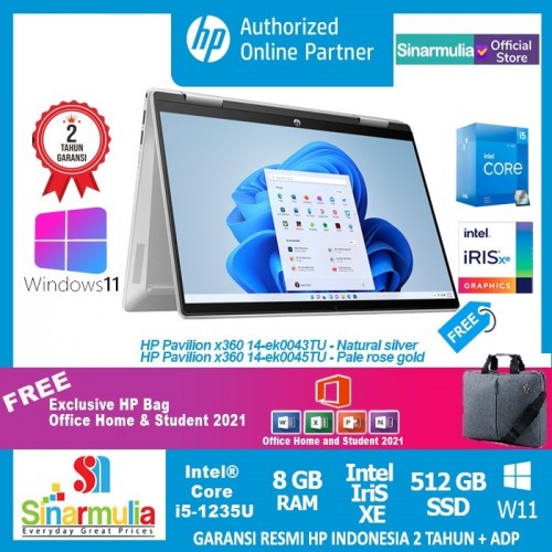 HP Pavilion x360 14-ek0043TU/45TU i5-1235U 512GB SSD 8GB Iris Xe Windows11 + OHS