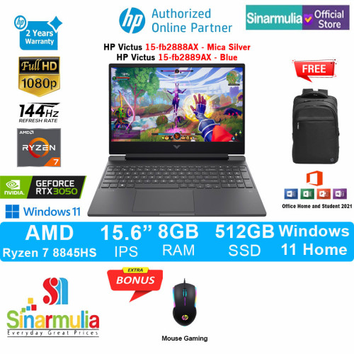 HP Victus 15-fb2887AX/fb2888AX/fb2889AX Ryzen 7 8845HS RTX3050 512GB SSD 8GB 144Hz IPS Win11+OHS HP Victus 15-fb2887AX/fb2888AX/fb2889AX Ryzen 7 8845HS RTX3050 512GB SSD 8GB 144Hz IPS Win11+OHS