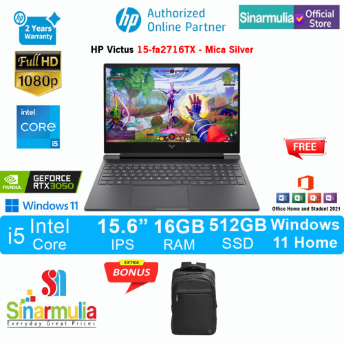 HP Victus Gaming 15-fa2715TX i5-13420H RTX2050 512GB SSD 16GB IPS 144Hz Win11+OHS