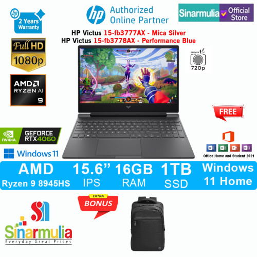 HP Victus Gaming 15-fb3777AX/fb3778AX Ryzen 9 8945HS RTX4060 1TB SSD 16GB 144Hz IPS Win11+OHS HP Victus Gaming 15-fb3777AX/fb3778AX Ryzen 9 8945HS RTX4060 1TB SSD 16GB 144Hz IPS Win11+OHS
