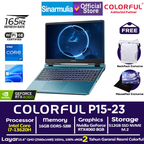 Laptop Gaming COLORFUL EVOL P15-23 i7-13620H RTX4060 512GB SSD 16GB1