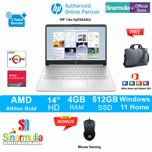Laptop HP 14s ATHLON 3150 4GB 512GB SSD Win11+OHS1