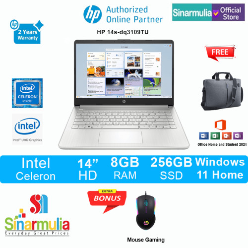 Laptop HP 14s-dq3109TU N4500 256GB SSD 8GB Win+OHS Ori