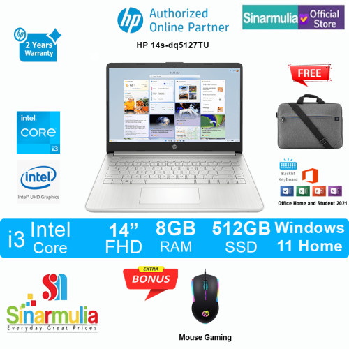 Laptop HP 14S dq5127TU i3-1215U 512GB 8GB FHD Win11+OHS 20211