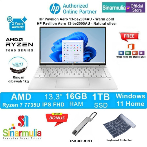 Laptop HP Pavilion Aero 13-be2004AU/2005au Ryzen 7 7735U 1TB SSD 16GB