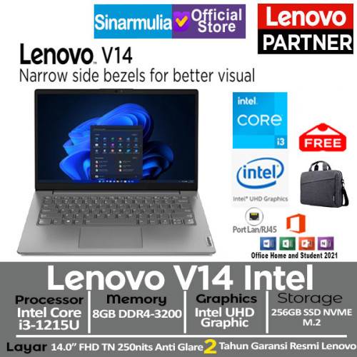 Laptop Lenovo V14 i3-1215U 256GB SSD 8GB Win11+OHS Laptop Lenovo V14 i3-1215U 256GB SSD 8GB Win11+OHS