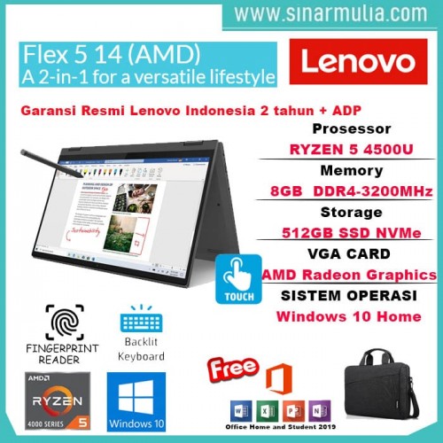Lenovo Flex 5 14ARE05 Ryzen 5 4500U 8GB 512GB SSD Win10+OHS5
