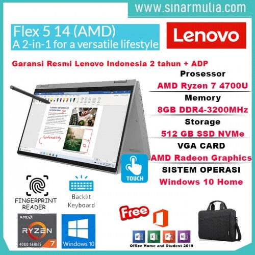 Lenovo Flex 5 Ryzen 7 4700U 8GB 512GB SSD IPS Win10+OHS Original3