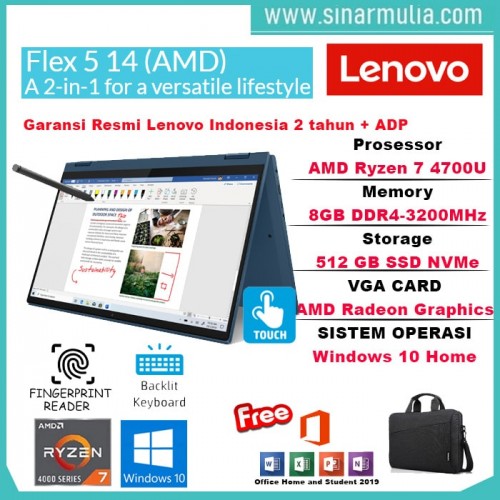 Lenovo Flex 5 Ryzen 7 4700U 8GB 512GB SSD IPS Win10+OHS Original1