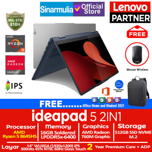 Lenovo Ideapad 5 2IN1 Ryzen 5 8645HS 512GB SSD 16GB IPS Touch Win11