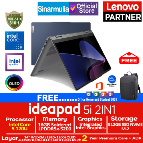 Lenovo Ideapad 5i 2IN1 Intel 5 120U 512GB SSD 16GB OLED Touch Win1112 Lenovo Ideapad 5i 2IN1 Intel 5 120U 512GB SSD 16GB OLED Touch Win1112