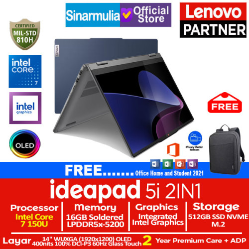 Lenovo Ideapad 5i 2IN1 Intel 7 150U 512GB SSD 16GB OLED Touch Win1112 Lenovo Ideapad 5i 2IN1 Intel 7 150U 512GB SSD 16GB OLED Touch Win1112