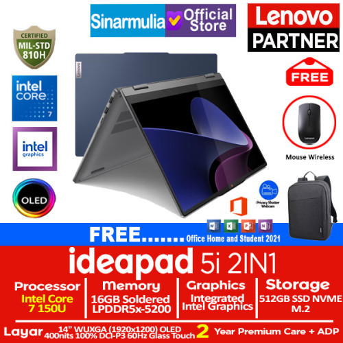 Lenovo Ideapad 5i 2IN1 Intel 7 150U 512GB SSD 16GB OLED Touch Win11