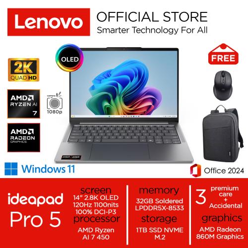 Lenovo Ideapad Pro 5 Ryzen AI 7 450 1TB SSD 32GB 2.8K OLED 100%sRGB 120Hz Win11+OHS