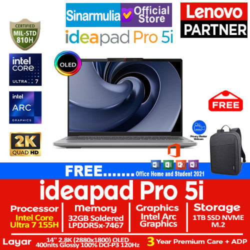 Lenovo Ideapad Pro 5i Intel Ultra 7 155H 1TB SSD 32GB 2.8K OLED 120Hz Win11+OHS Lenovo Ideapad Pro 5i Intel Ultra 7 155H 1TB SSD 32GB 2.8K OLED 120Hz Win11+OHS