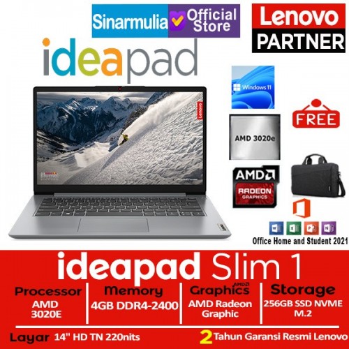 Lenovo Ideapad Slim 1 AMD 3020e 256GB SSD 4GB Windows11 + OHS1