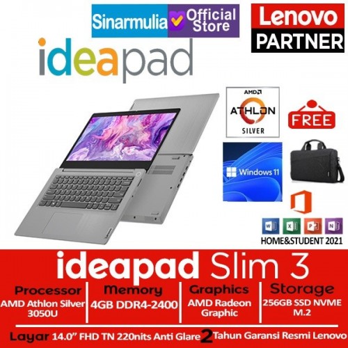 Lenovo Ideapad slim 3 Athlon Silver 3050U 4GB 256GB SSD W11+OHS