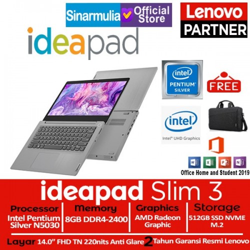 Lenovo Ideapad Slim 3 Pentium Silver N5030 512GB SSD 8GB Win10